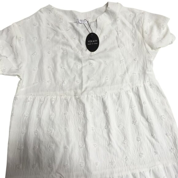 NWT YEKATY WOMEN'S SWIMSUIT COVER-UP DOTS BEACH DRESS WHITE MEDIUM - Picture 7 of 8